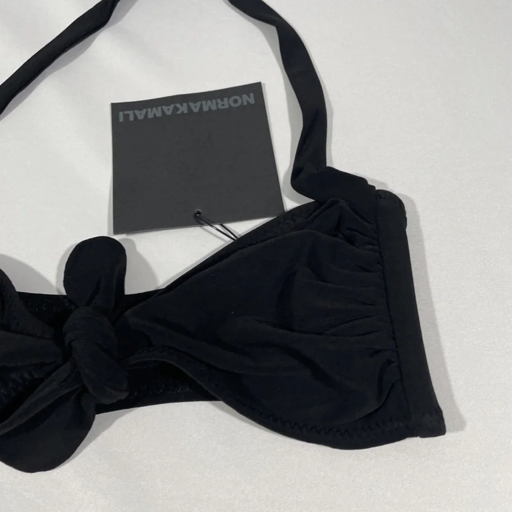 NWT Norma Kamali [ XS ] Tie-Front Bra‎ Bikini Top in Black